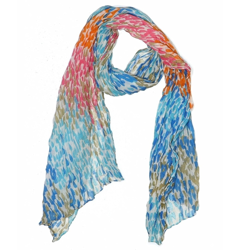 Multicolor Scarf Animal Print Lightweight Sheer Wrap Boho Versatile Fun OS